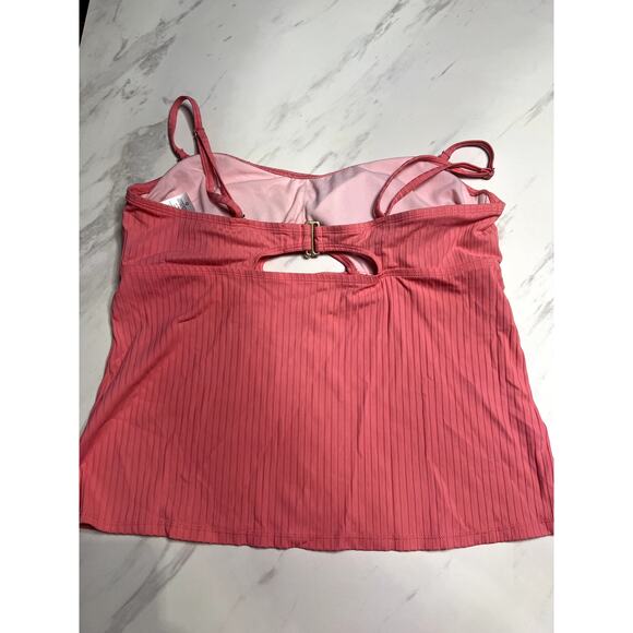Time and Tru Peach Cut Out Tankini Adjustable Strap Size XL Swimsuit Womens - Picture 2 of 6